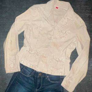 Bill Blass Jeanswear Petite M Beige Corduroy Jacket 20” Length